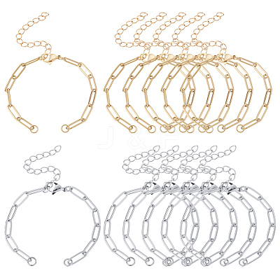 20Pcs 2 Colors 304 Stainless Steel Paperclip Chains Bracelet Making AJEW-ME0001-06-1
