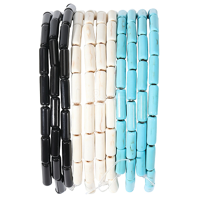 6 Strands 3 Colors Synthetic Turquoise Beads Strands TURQ-PA0001-03B-1