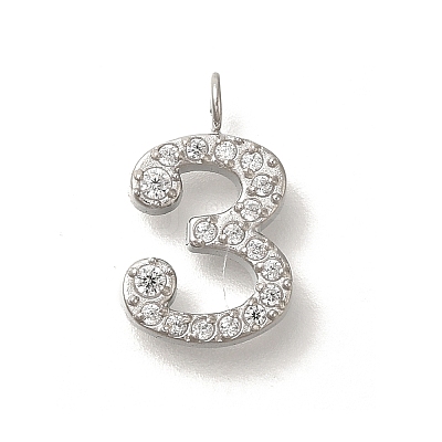 304 Stainless Steel Micro Pave Cubic Zirconia Pendants STAS-H228-01P-03-1