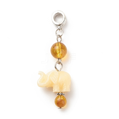 Opaque Resin and Natural Mixed Stone European Dangle Charms PALLOY-JF01764-1