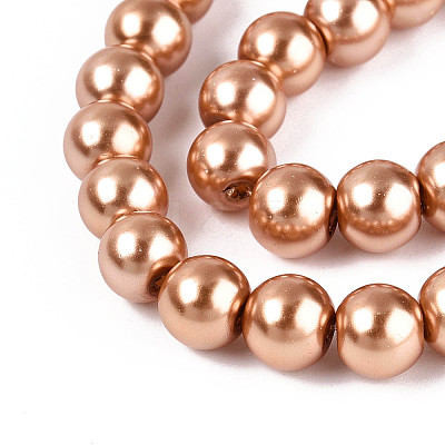 Baking Paint Pearlized Glass Pearl Round Bead Strands HY-Q330-8mm-50-1