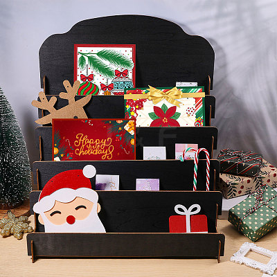 5-Tier Wood Display Riser Stands for Greeting Cards ODIS-WH0043-230B-1