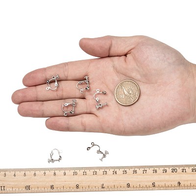 Brass Clip-on Earring Findingsfor non-pierced Ears X-EC143-NF-1