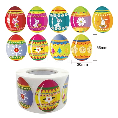 8 Patterns Easter Theme Paper Self-adhesive Easter Egg Stickers LS-PW-WG80538-01-1