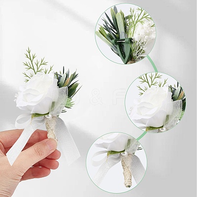 Silk Cloth Artificial Flower Boutonniere AJEW-WH0258-295-1