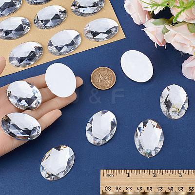 Acrylic Rhinestone Flat Back Cabochons DIY-GF0009-17C-1