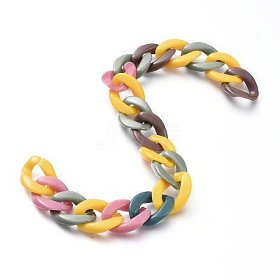 Handmade Opaque Acrylic Curb Chains AJEW-JB00553-1