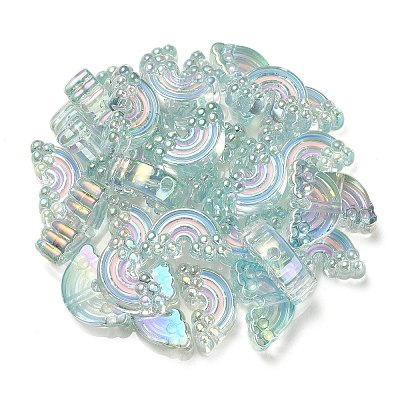 UV Plating Rainbow Iridescent Acrylic Enamel Beads LS-OACR-G012-08A-1