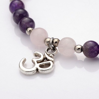 Personalized Dual-use Round Gemstone Beads 4-Layer Stretch Wrap Bracelets/Necklaces BJEW-JB01906-01-1