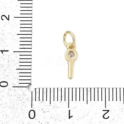 Brass Micro Pave Clear Cubic Zirconia Charms KK-G522-02G-1