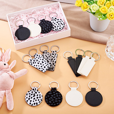 16Pcs 8 Styles PU Leather Keychain KEYC-TA0001-39-1
