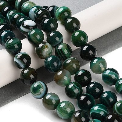 Natural Striped Agate/Banded Agate Beads Strands G-Z060-A01-C22-1