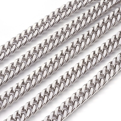 Tarnish Resistant 201 Stainless Steel Cuban Link Chains CHS-L017-17E-1