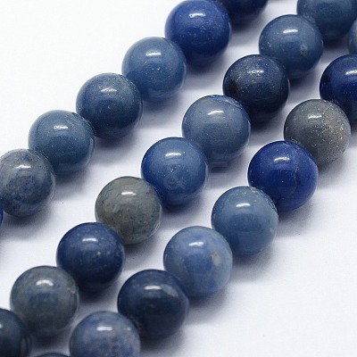 Dyed & Heated Natural Blue Aventurine Beads Strands X-G-I199-24-6mm-1