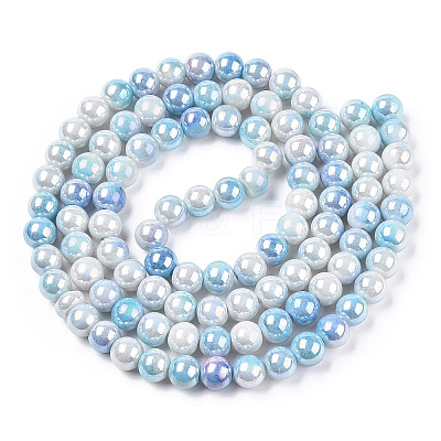 Electroplated Glass Beads Strands GLAA-C023-01H-1