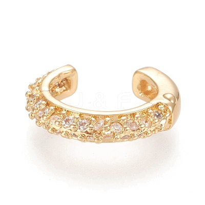 Brass Micro Pave Clear Cubic Zirconia Cuff Earrings EJEW-M195-07G-1