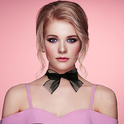 1Pc Gauze Bowknot Fabric Choker Necklaces for Women NJEW-CP0001-06B-1