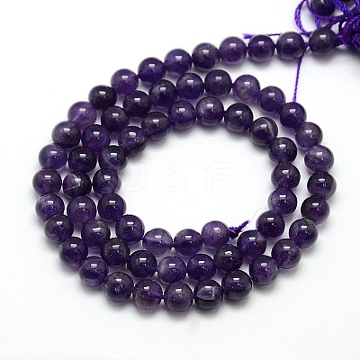 Natural Amethyst Round Bead Strands X-G-L170-6mm-02-1