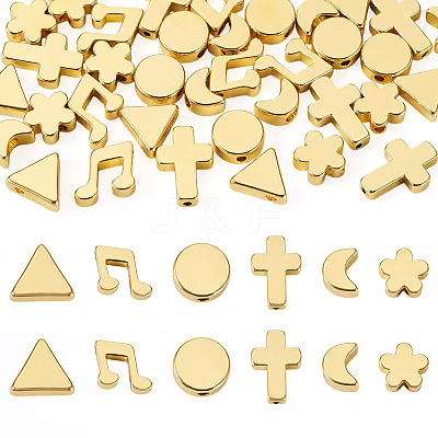 36Pcs 6 Styles Brass Beads KK-TA0002-07-1