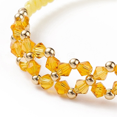 Glass Braided Flower Link Bracelet for Women BJEW-TA00130-04-1