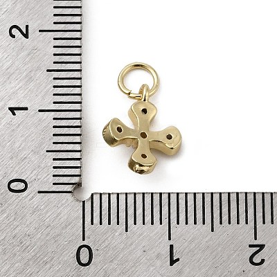 Brass Micro Pave Cubic Zirconia Tiny Cross Charms ZIRC-G128-04G-1-1