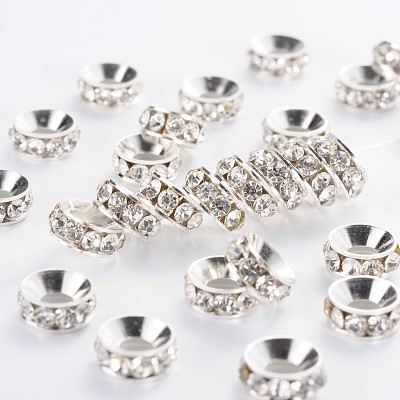 Brass Rhinestone Spacer Beads RB-A020-9mm-01S-1