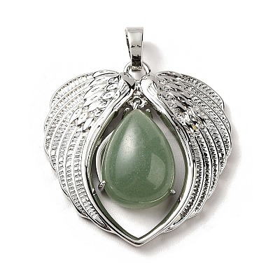 Natural Green Aventurine Teardrop Pendants KK-K331-02P-04-1