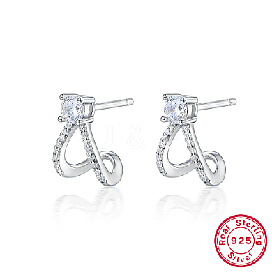 Anti-Tarnish Rhodium Plated 925 Sterling Silver Stud Earrings RF3970-1-1