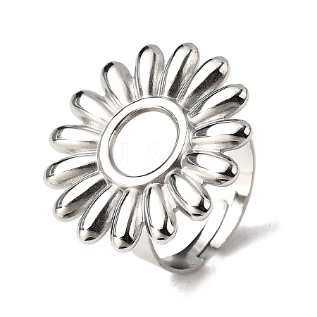 Adjustable 304 Stainless Steel Open Cuff Ring Components STAS-P403-01E-P-1