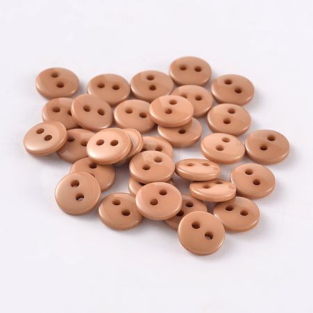 2-Hole Flat Round Resin Sewing Buttons for Costume Design BUTT-E119-18L-09-1