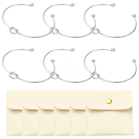 6Pcs Knot Shape Cuff Bangle BJEW-YW0001-19-1