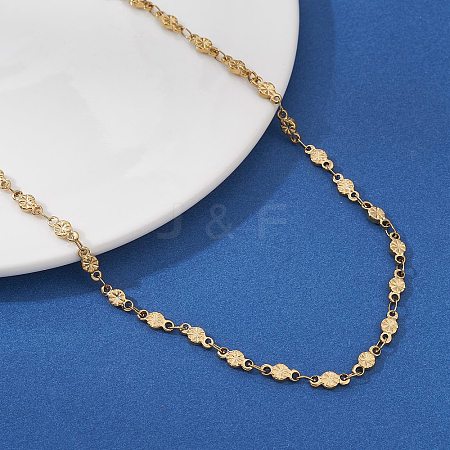3.5MM 304 Stainless Steel Flower Link Chain Necklaces for Women NJEW-JN05599-1
