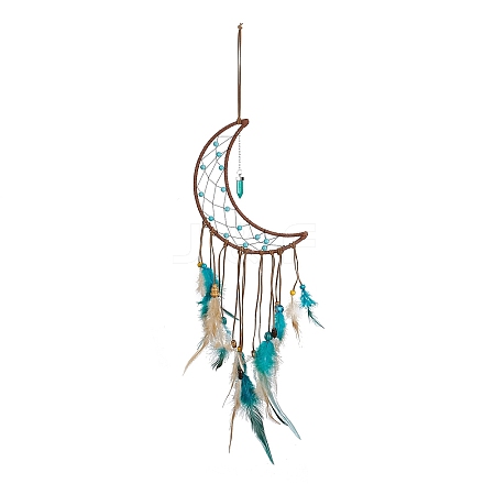 Handmade Leather Woven Net/Web with Feather Wall Hanging Decoration LS-HJEW-G015-08A-1
