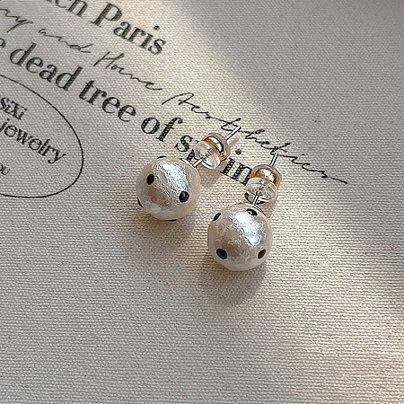 Alloy & Resin Pearl Stud Earrings EJEW-G466-14G-1