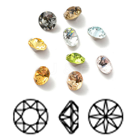 Faceted K9 Glass Rhinestone Cabochons GGLA-R402-08D-1