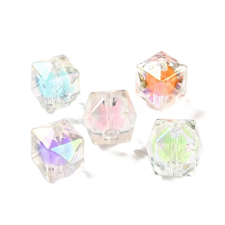 UV Plating Iridescent Transparent Acrylic Beads OACR-H112-09B-1