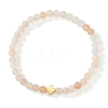 Bohemian Natural Pink Aventurine Round Beads Stretch Bracelets NO3013-1-1