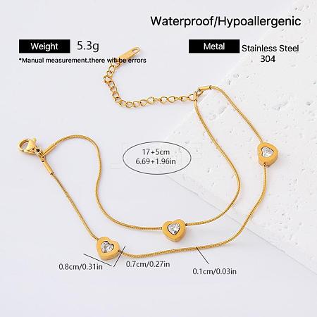 304 Stainless Steel Natural White Shell Link 2-Strand Bracelets for Women YA2054-3-1