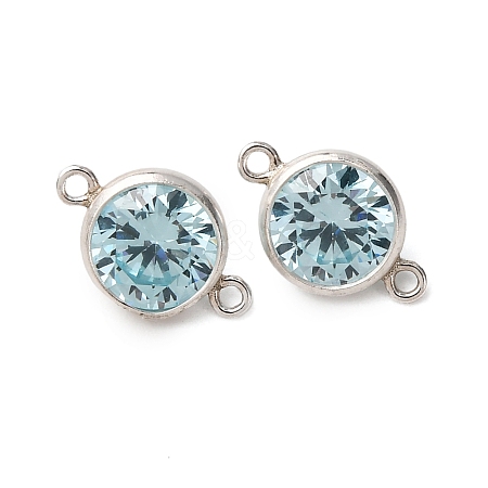 925 Streling Silver Pave Cubic Zirconia Birthstone Connector Charms STER-NH0001-80P-10-1