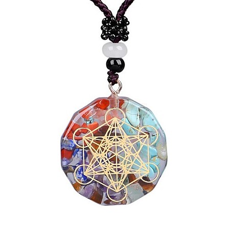 Orgonite Chakra Natural & Synthetic Mixed Stone Pendant Necklaces LS-QQ6308-2-1
