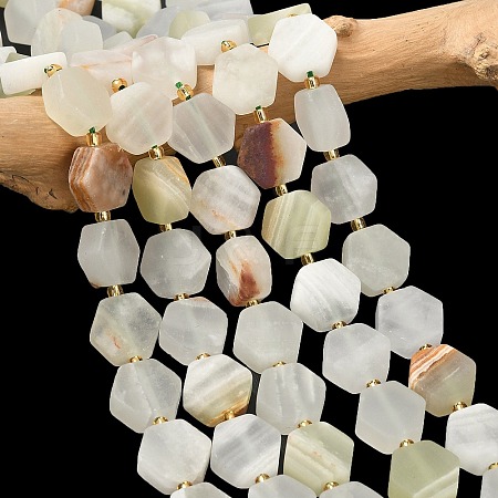 Natural Green Banded Calcite(Afghan Jade) Beads Strands G-A291-A03-01-1