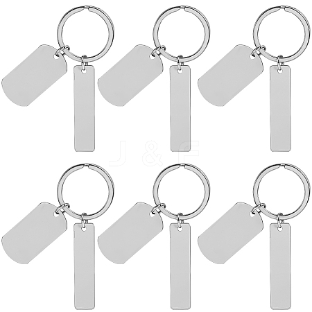 20Pcs 201 Stainless Steel Blank Pendant Keychain KEYC-SC0001-62A-1