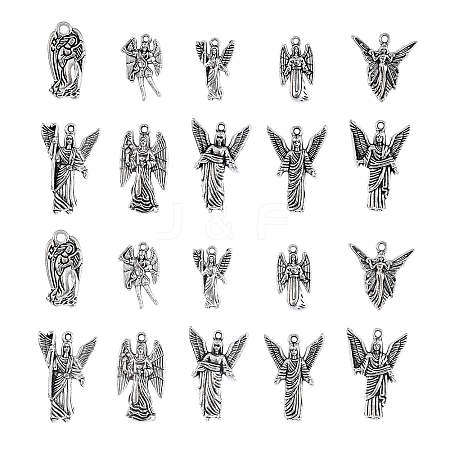 100pcs 10 Styles Tibetan Style Alloy Pendants TIBEP-CJ0001-42-1