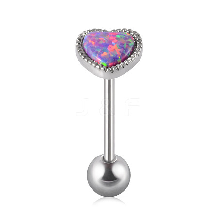 304 Stainless Steel with Synthetic Opal Tongue Rings WGE7D3A-07-1