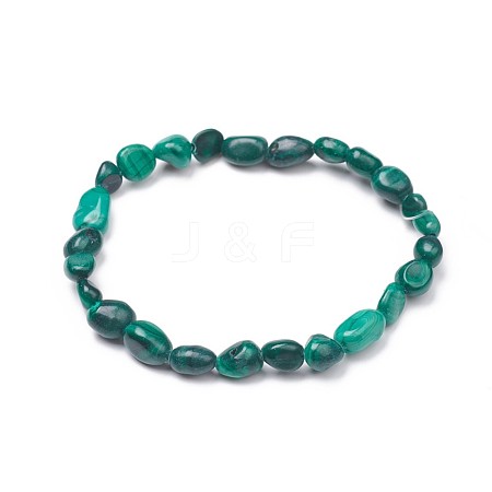 Natural Malachite Stretch Beaded Bracelets BJEW-K213-C05-1