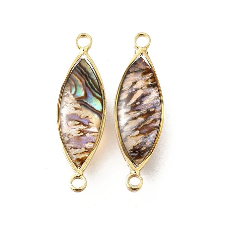 Brass Pave Natural Paua Shell Connector Charms KK-E794-01G-06-1