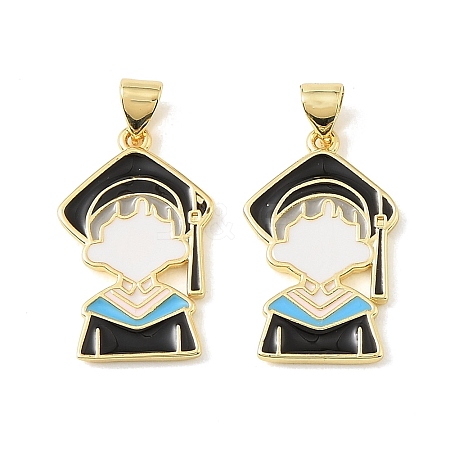 Graduation Season Brass Enamel Pendants KK-CBAF2EC-03G-E01-1