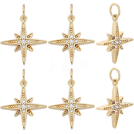 Beebeecraft 10Pcs Brass Micro Pave Grade AAA Cubic Zirconia Pendants ZIRC-BBC0002-61G-1