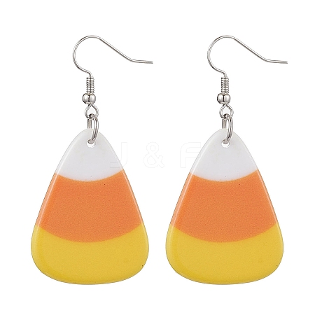 Halloween Candy Corn Acrylic Dangle Earrings for Women EJEW-JE05906-1