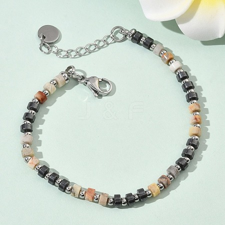 Natural Crazy Agate & Non-magnetic Synthetic Hematite Beaded Bracelets for Women BJEW-Z148-04P-02-1